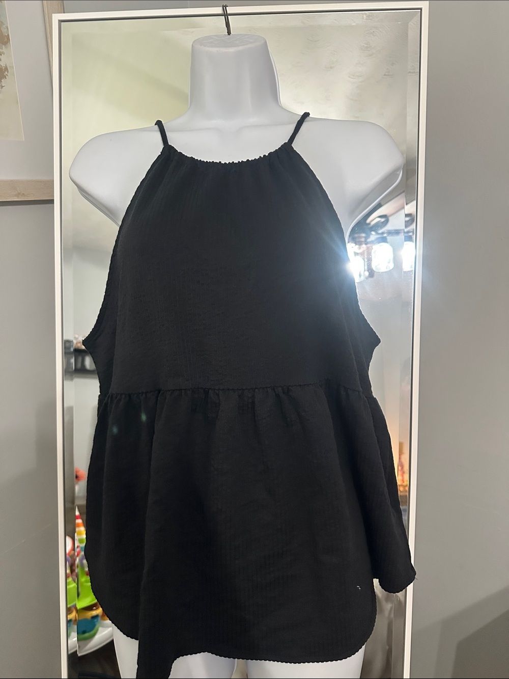 SO Black Halter Tank Top with Swing Hem